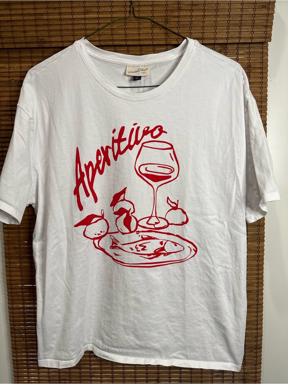 Universal Thread White Tee with Red 'Apertitivo' Graphic